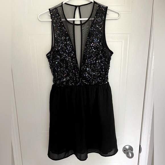 Black Sequin Mini Party Dress - Picture 1 of 2